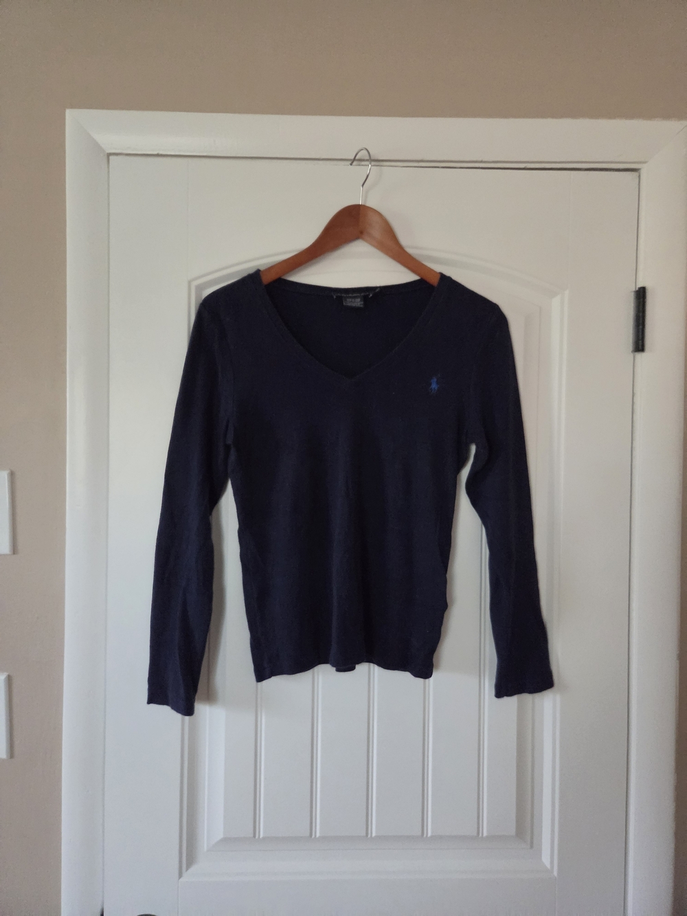 Ralph Lauren Navy V-Neck Long Sleeve Knit